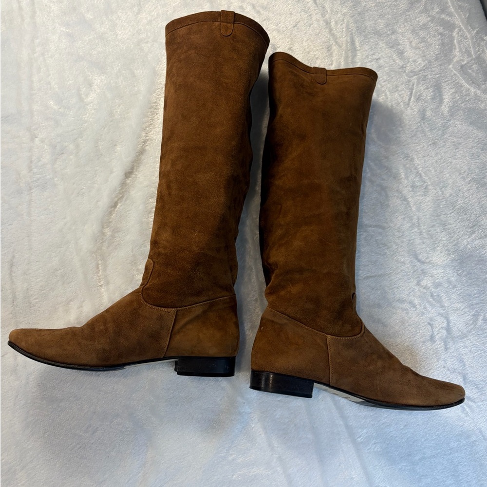 Charles David Women Brown Suede Knee High Riding Boots Slip On Size 8 - Picture 2 of 8